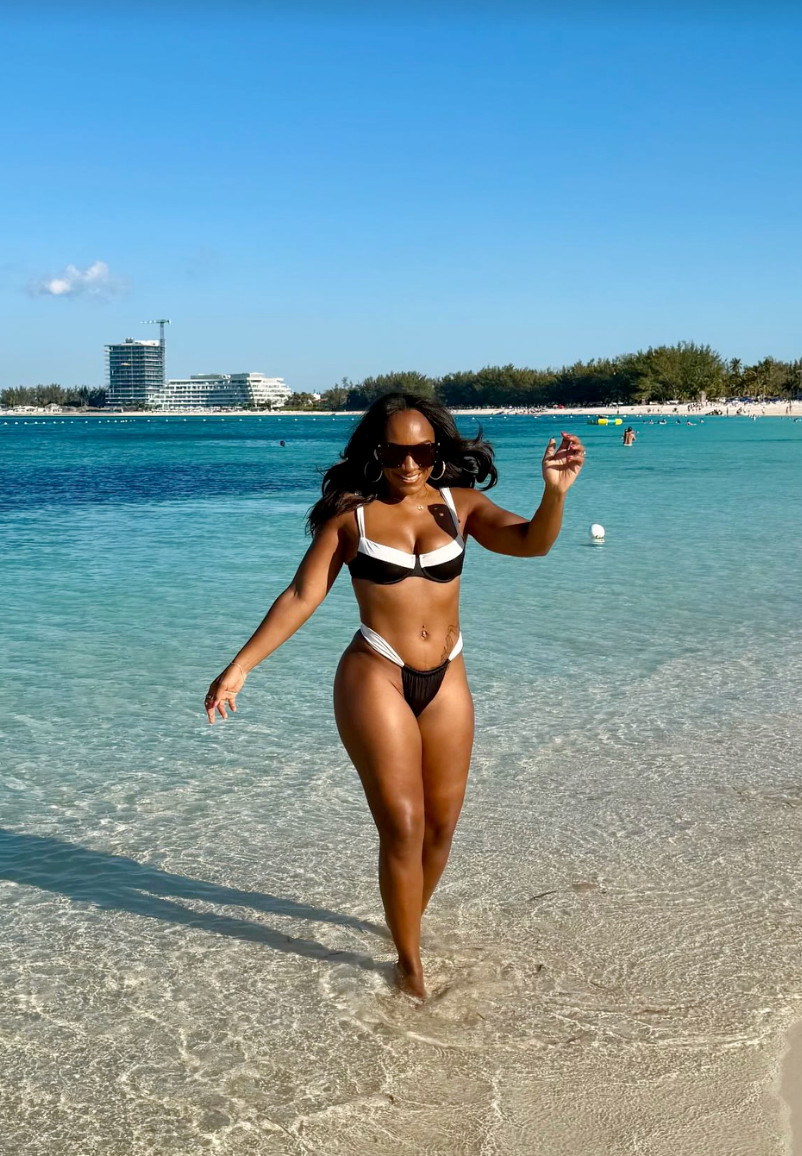 Amazon dupes of this Hard Swimwear bathing suit are linked below 🖤 #Vacation #LTKUnder50 

 