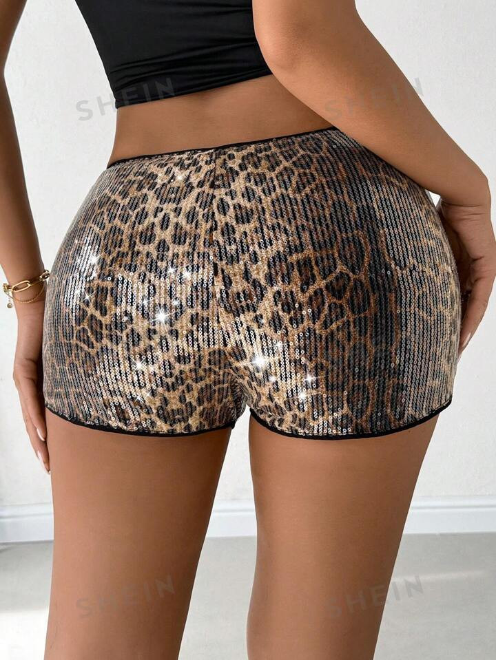 SHEIN Privé Women's Summer Daily/Elegant/Fashionable Music Festival/Party/Vacation Leopard Sequi... | SHEIN