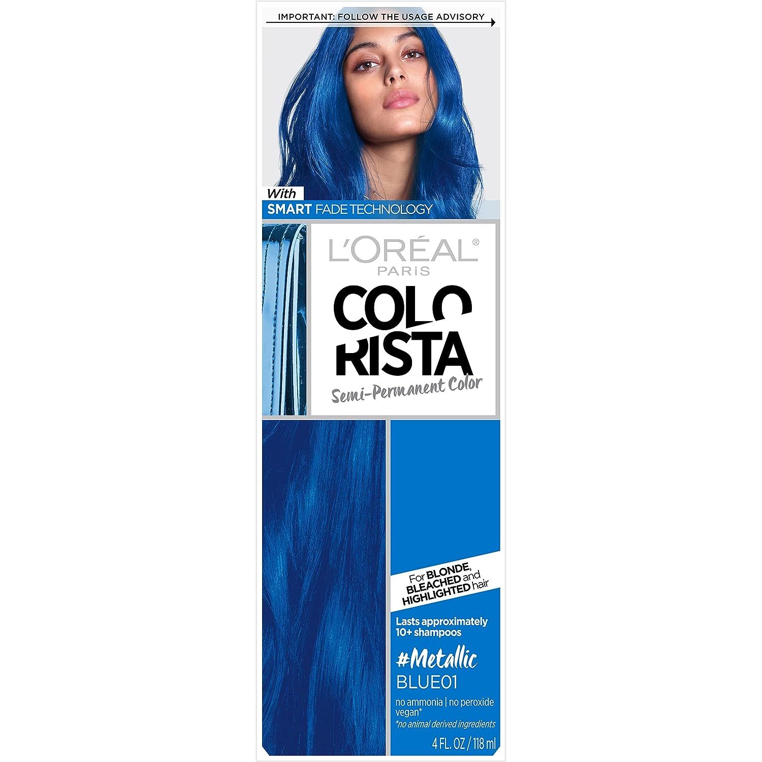 L'Oreal Paris Colorista Metallic Semi Permanent Hair Color Kit for Light Blonde or Bleached Hair,... | Amazon (US)