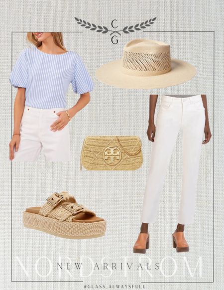 Nordstrom new arrivals! Beach hat, straw hat, wedges, wedge sandals, summer bag, jeans, Mother’s Day, trending jeans, sunglasses, neutral top, neutral outfit, spring refresh, spring trends, travel outfit, spring outfit, summer outfit, Mother’s Day. Callie Glass 



#LTKshoecrush #LTKSeasonal #LTKtravel