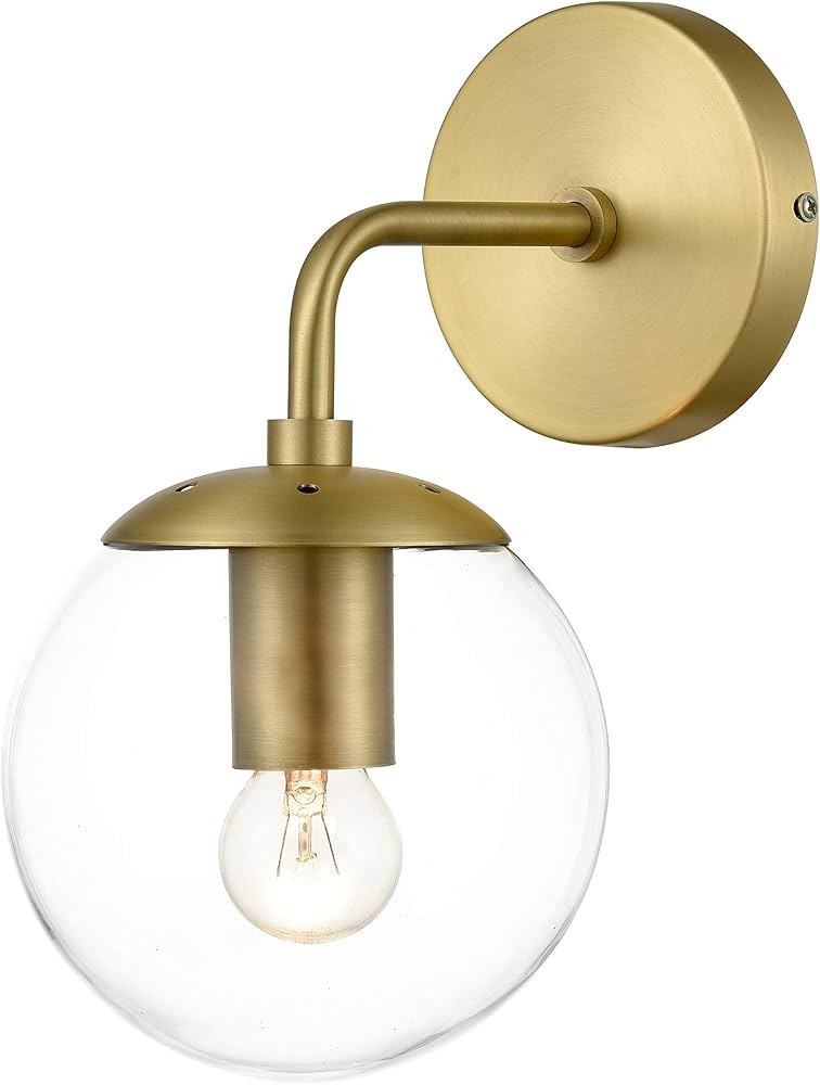 Light Society LS-W264-BB-CL Zeno Brushed Brass and Clear Glass Globe Wall Sconce, Mid Century Mod... | Amazon (US)