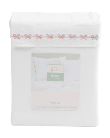 Embroidered Bow Sheet Set | TJ Maxx