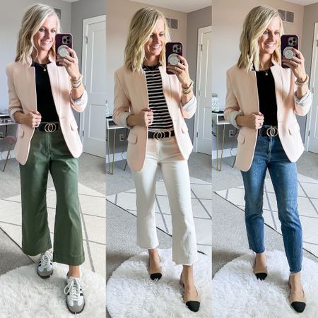 Mom spring capsule wardrobe outfit ideas! Go to thriftywifehappylife.com for all the details! 

#LTKfindsunder100 #LTKSeasonal #LTKstyletip
