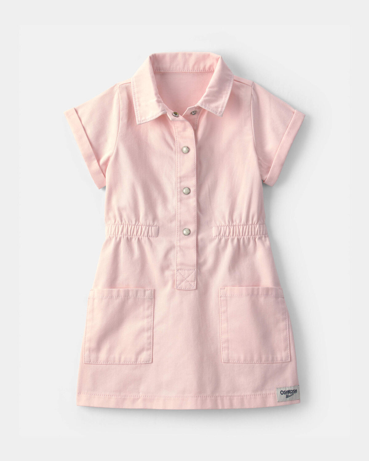 Toddler Girl Twill Button-Up Utility Dress - Pink | Carter's Inc