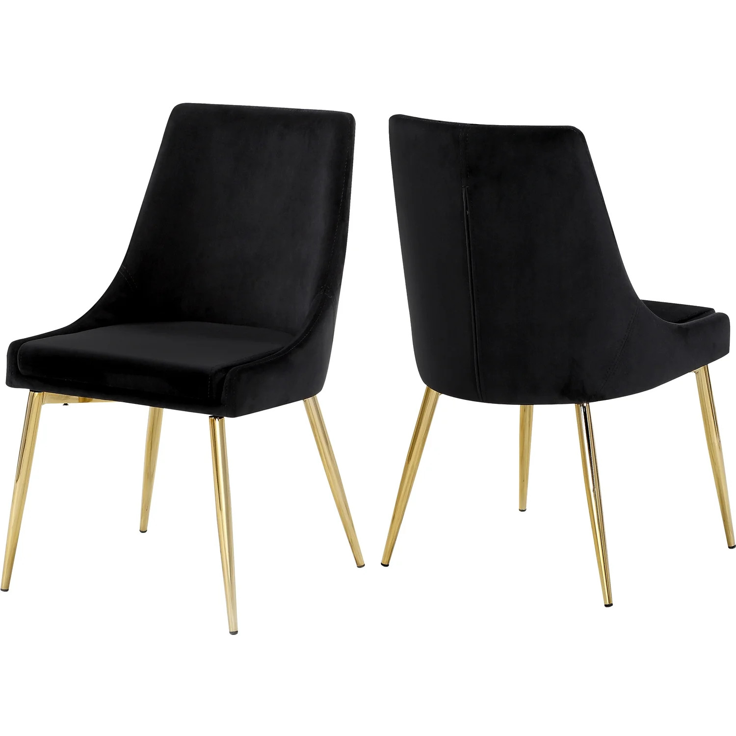 Karina Black Velvet Dining Chair, Set of 2-Color:Black Velvet,Finish:Gold,Style:Contemporary - Wa... | Walmart (US)