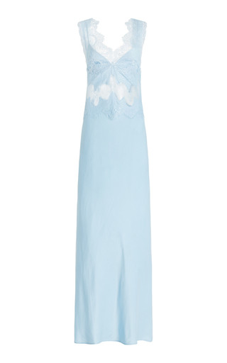 Exclusive Visions Lace-Trimmed Satin Maxi Dress | Moda Operandi (Global)