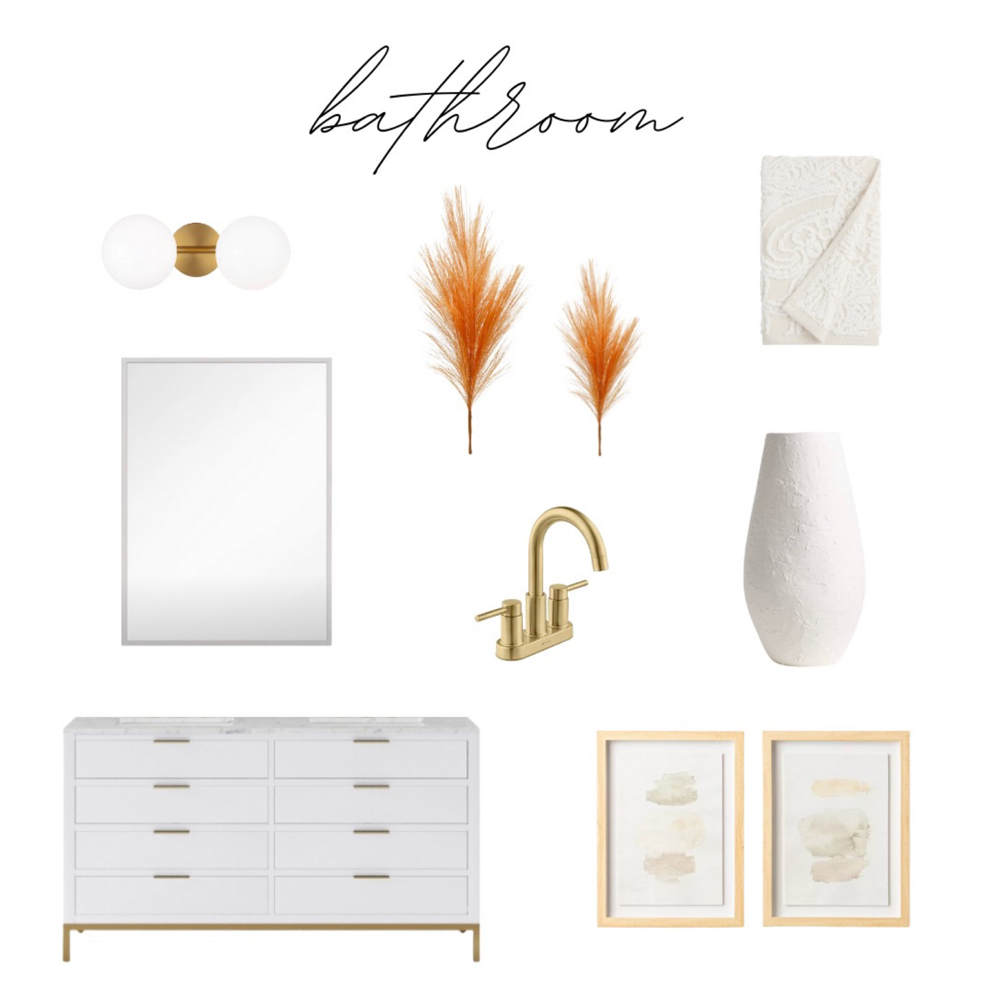 Elevate your bathroom's allure with the enchanting touch of #DesignsByErica! Immerse yourself in a symphony of timeless white and radiant bright tones, harmoniously accompanied by a delightful pop of peach. 🛁✨

Witness the convergence of tradition and innovation as the timeless white vanity gracefully embraces the modern gold hardware, weaving an ambiance of opulent luxury into your space. 💫💎

Cast a spell of illumination across every corner through captivating artworks that infuse vivacious pops of color. Watch as your bathroom becomes a canvas of artistic brilliance, each hue and stroke breathing life into the ambiance. 🎨🌈

Indulge in the seamless fusion of refined elegance and boundless artistic spirit. Let every element coalesce, creating an oasis that encapsulates not only beauty but also a narrative of sophistication. ✨🌟

Step into a realm where design transcends time, where every accessory tells a story, and where the very essence of your bathroom exudes the perfect blend of beauty and sophistication. Discover #DesignsByErica and redefine your bathroom journey. 🚿💖 #BathroomDesign #LuxuryLiving #ArtisticElegance

#LTKhome #LTKFind #LTKstyletip