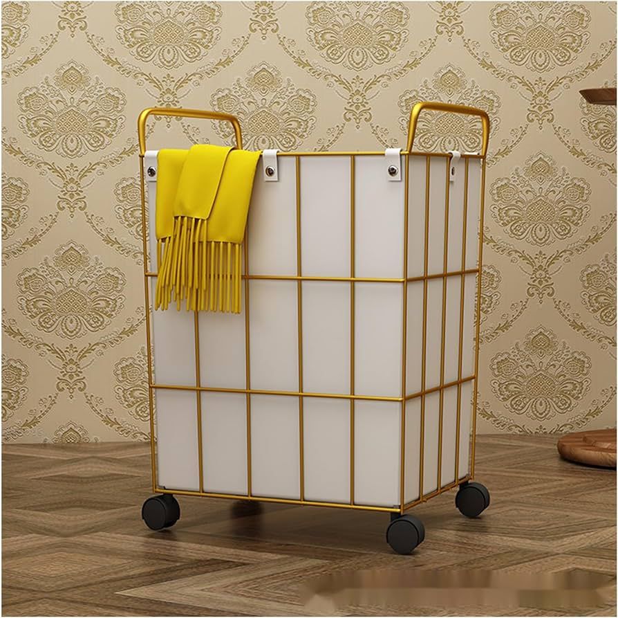 Light Luxury Iron Dirty Clothes Basket, Household Laundry Basket, Storage Basket with Lid, Bathro... | Amazon (US)