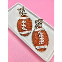 Beaded Football Earrings, Game Day, Teacher, Coach, Mom, Tailgate, College, Bowl Game, Superbowl Party | Etsy (US)