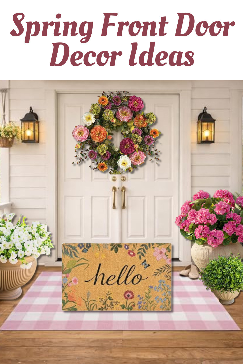 #ad This post contains affiliate links, which means I may earn a small commission if you make a purchase through my links.
Easy spring front door setup 🌸 The layered rug, floral wreath and planters instantly make the entry feel more put together and welcoming.

#SpringDecor #FrontDoorDecor  

 #LTKSeasonal #LTKHome