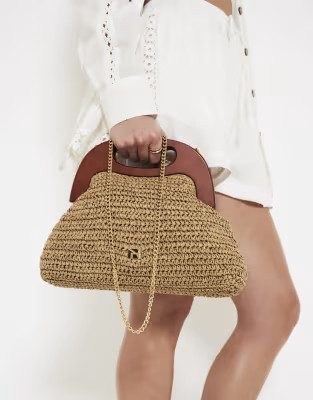 River Island Raffia frame clutch bag in beige | ASOS | ASOS (Global)