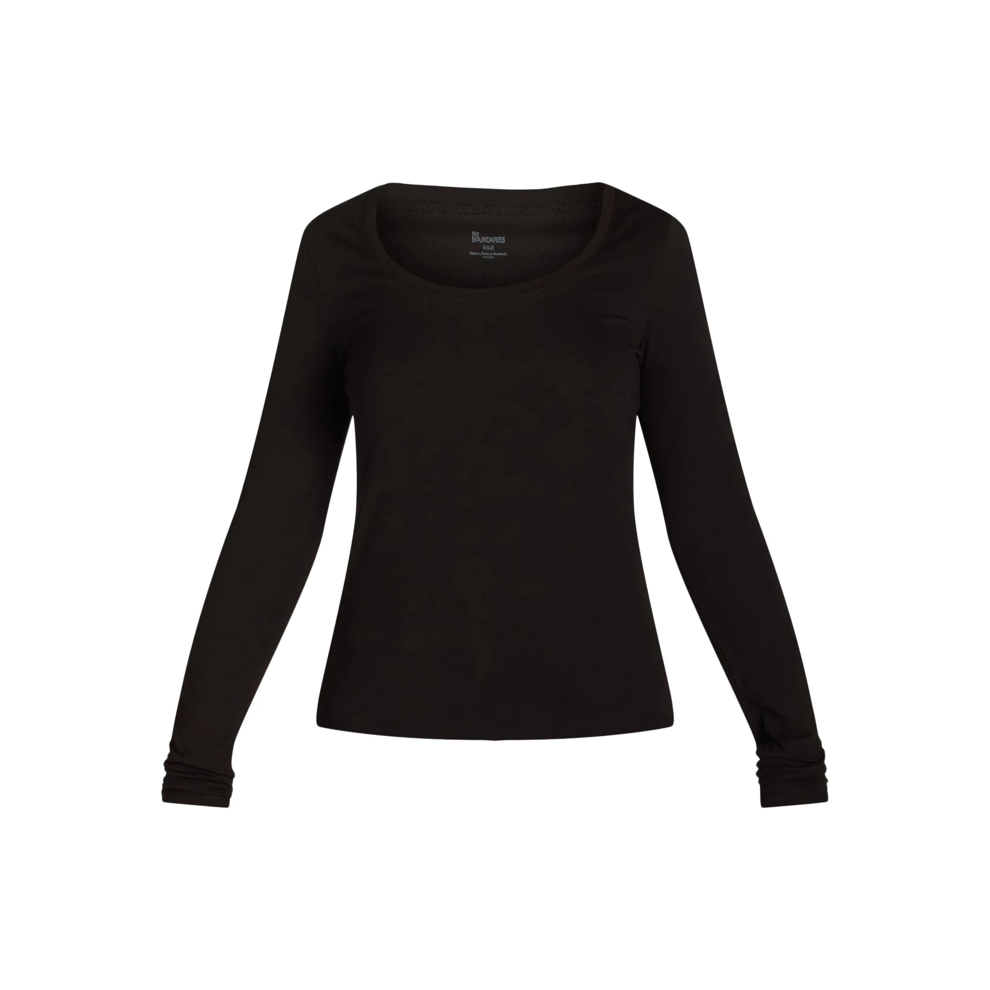 No Boundaries Juniors Scoop Neck T-Shirt with Long Sleeves, Women's | Walmart (US)