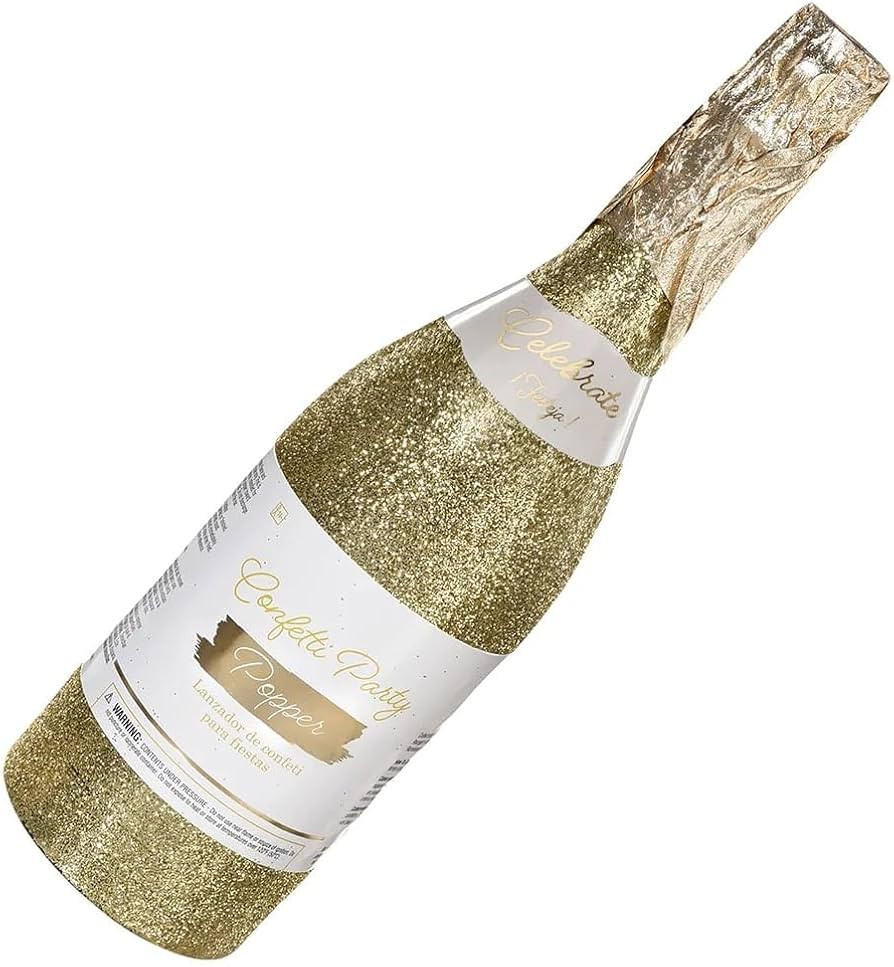 Gold Champagne Bottle Party Poppers Confetti Shooter - 12.75" - 1 Biodegradable Confetti Canon, N... | Amazon (US)