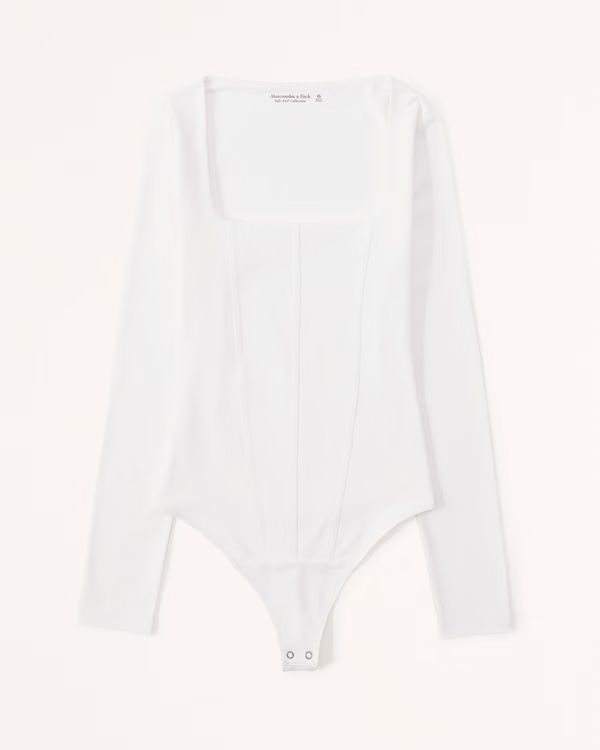 Long-Sleeve Seamless Fabric Corset Bodysuit | Abercrombie & Fitch (US)