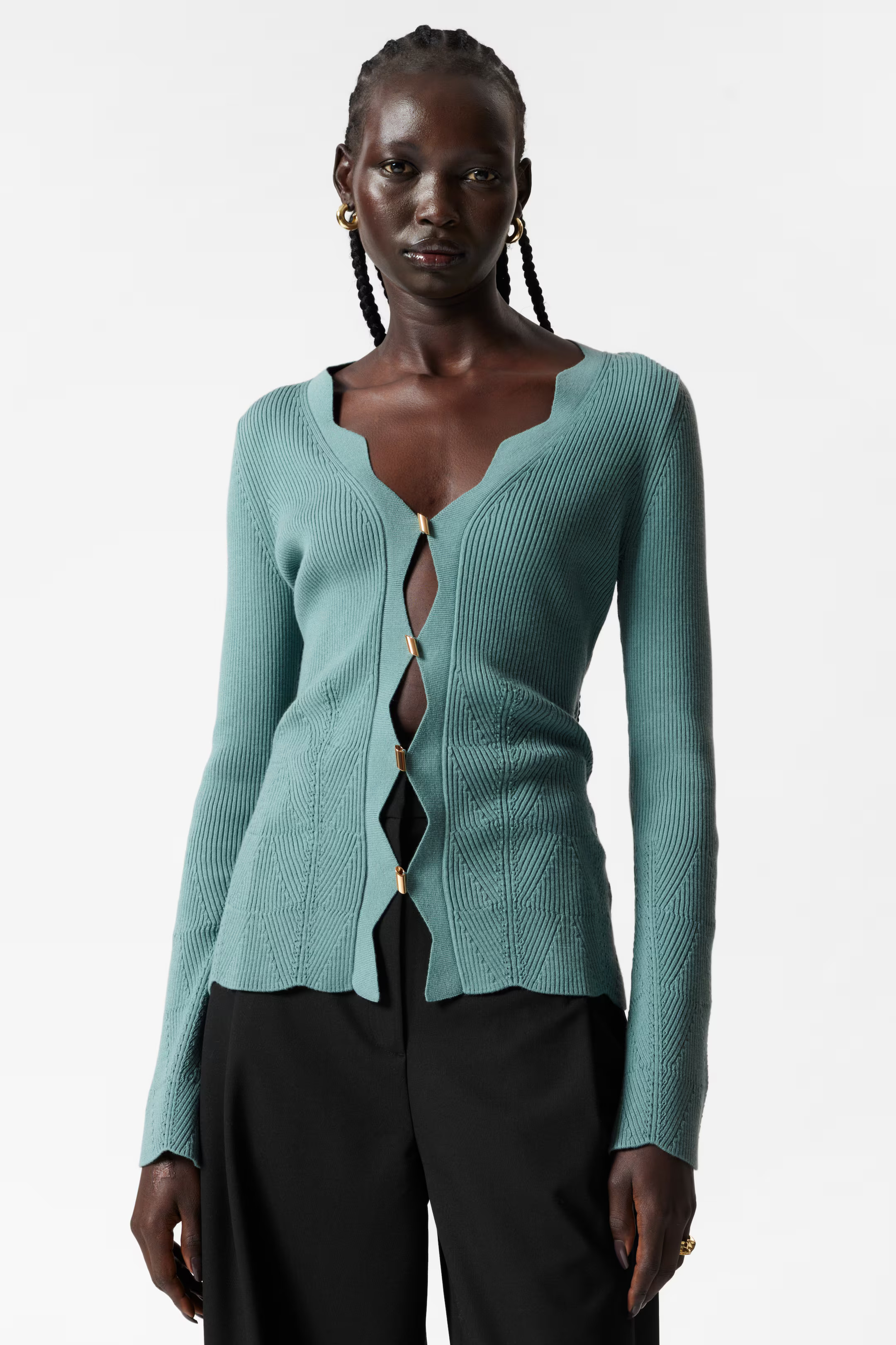 Scalloped Merino-Blend Cardigan | H&M (UK, MY, IN, SG, PH, TW, HK)