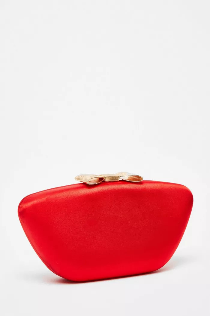 Red Satin Bow Detail Box Bag | Boohoo.com (UK & IE)
