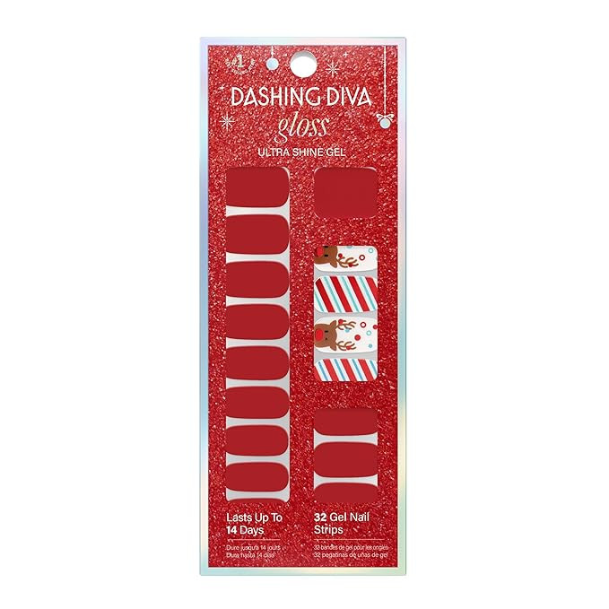 Dashing Diva Gloss Nail Strips - Santa's Helper - UV Free, Chip Resistant, Long Lasting Gel Nail ... | Amazon (US)