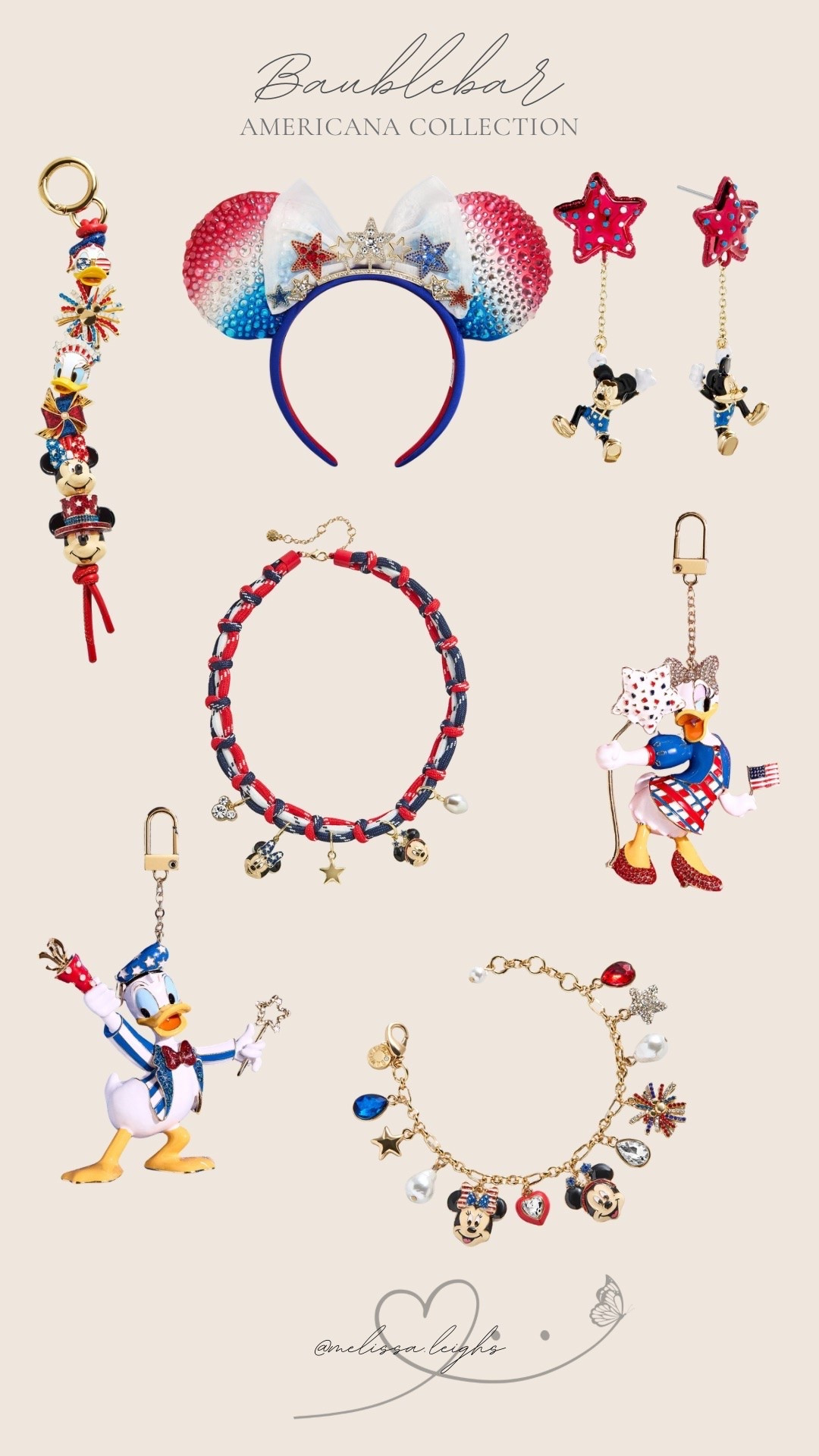 Americana Disney collection from bauble bar - bag charm, jewelry, necklace, ears, earrings, bracelet 

Disney parks Outfit, Disney bound,  under $50 outfit, affordable outfit, casual outfit, Disney seasonal , Etsy finds, Disney outfit, Mickey ears, minimal Disney style, #ltkdisney, Disney ears, Disney aesthetic, theme park outfit, Disney parks outfit ideas, comfy Disney outfit, small business finds, Memorial Day outfit, Fourth of July outfit

#LTKootd #LTKSeasonal #LTKTravel