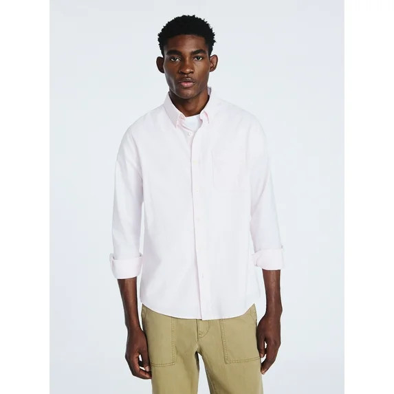 Free Assembly Men's Button Front Oxford Shirt with Long Sleeves, Sizes S-3XL | Walmart (US)