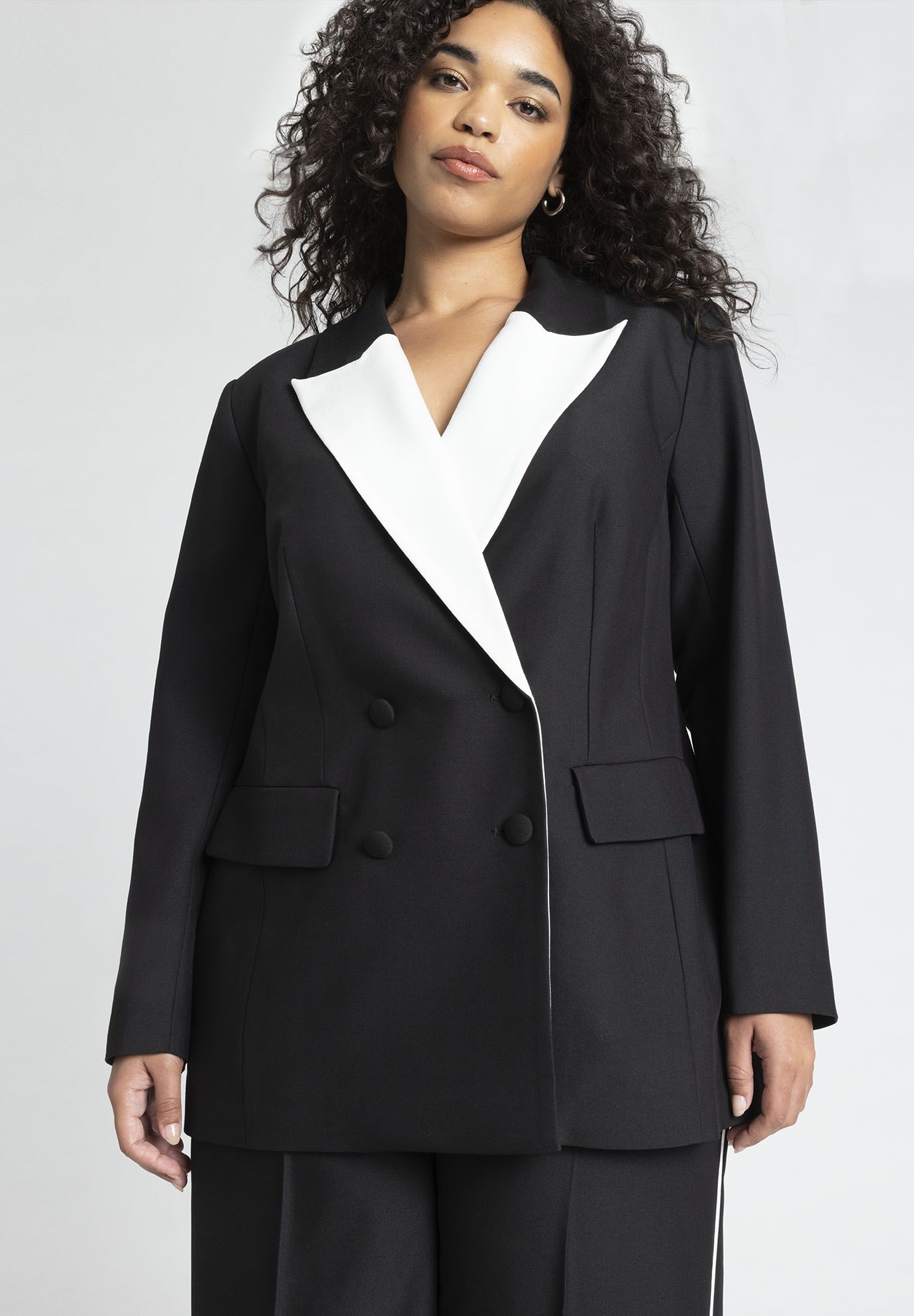 Cinched Blazer With Contrast Lapel | Eloquii