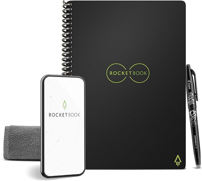 Rocketbook Core Reusable Spiral Notebook, Executive Size 6x8.8, Black - Dotted Pages, App-Connect... | Amazon (US)