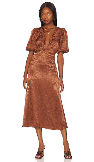 x REVOLVE Patria Midi Dress in Chocolate Brown | Revolve Clothing (Global)