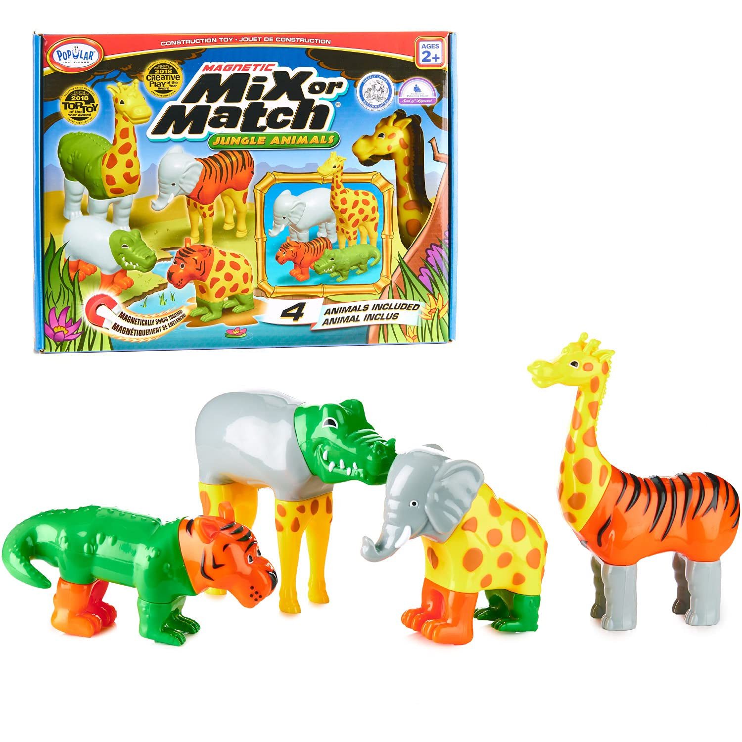 Magnetic Mix or Match Jungle Animals Toy Play Set, 16 Pieces | Amazon (US)