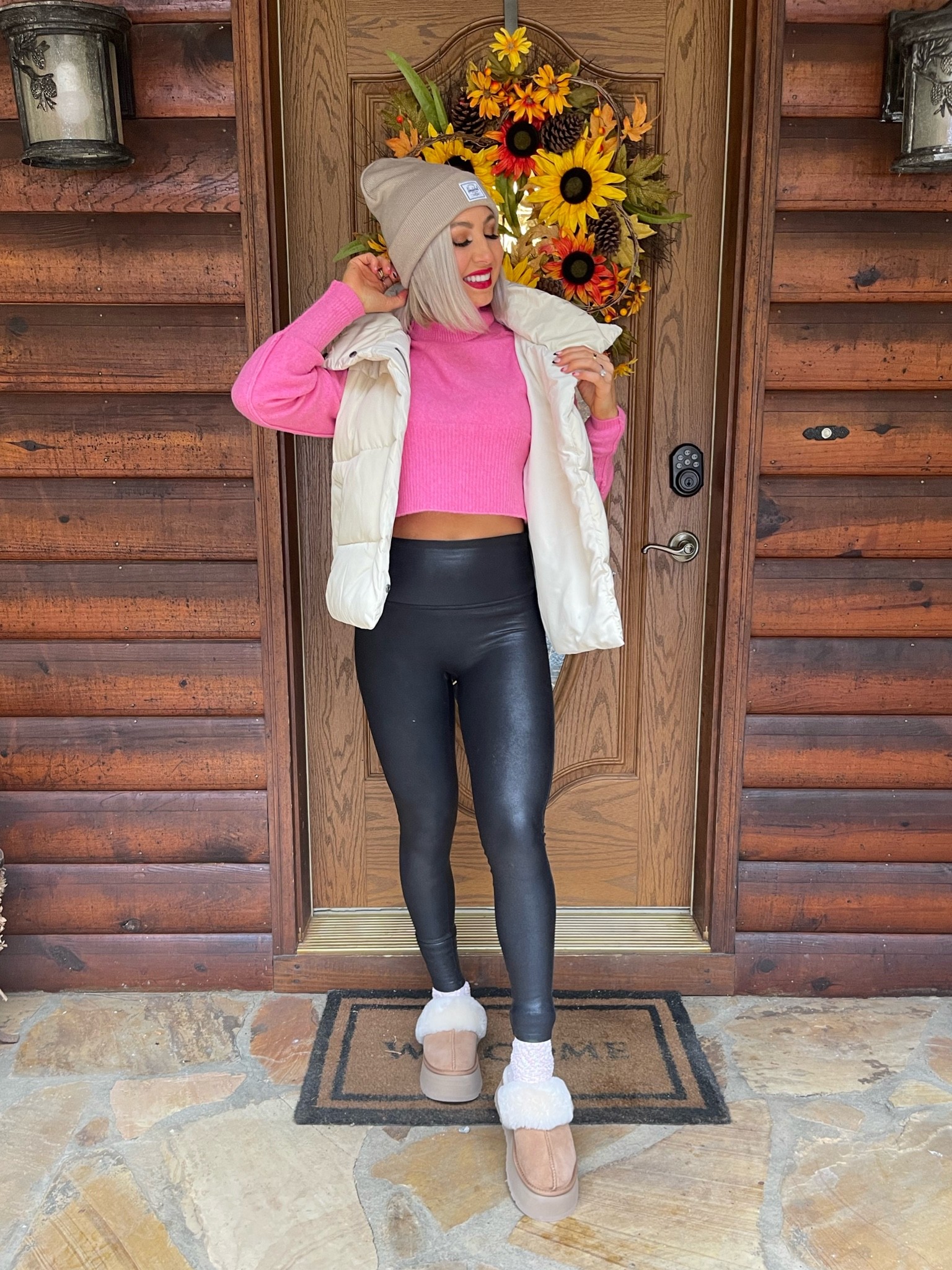 Size xs in my cropped turtleneck and puffer vest! Use code TANNERXSPANX for 10% off my faux leather leggings size medium petite. #freepeople #mountains #falloutfit #fallstyle #asheville #urbanoutfitters 

#LTKunder100 #LTKSeasonal #LTKHoliday