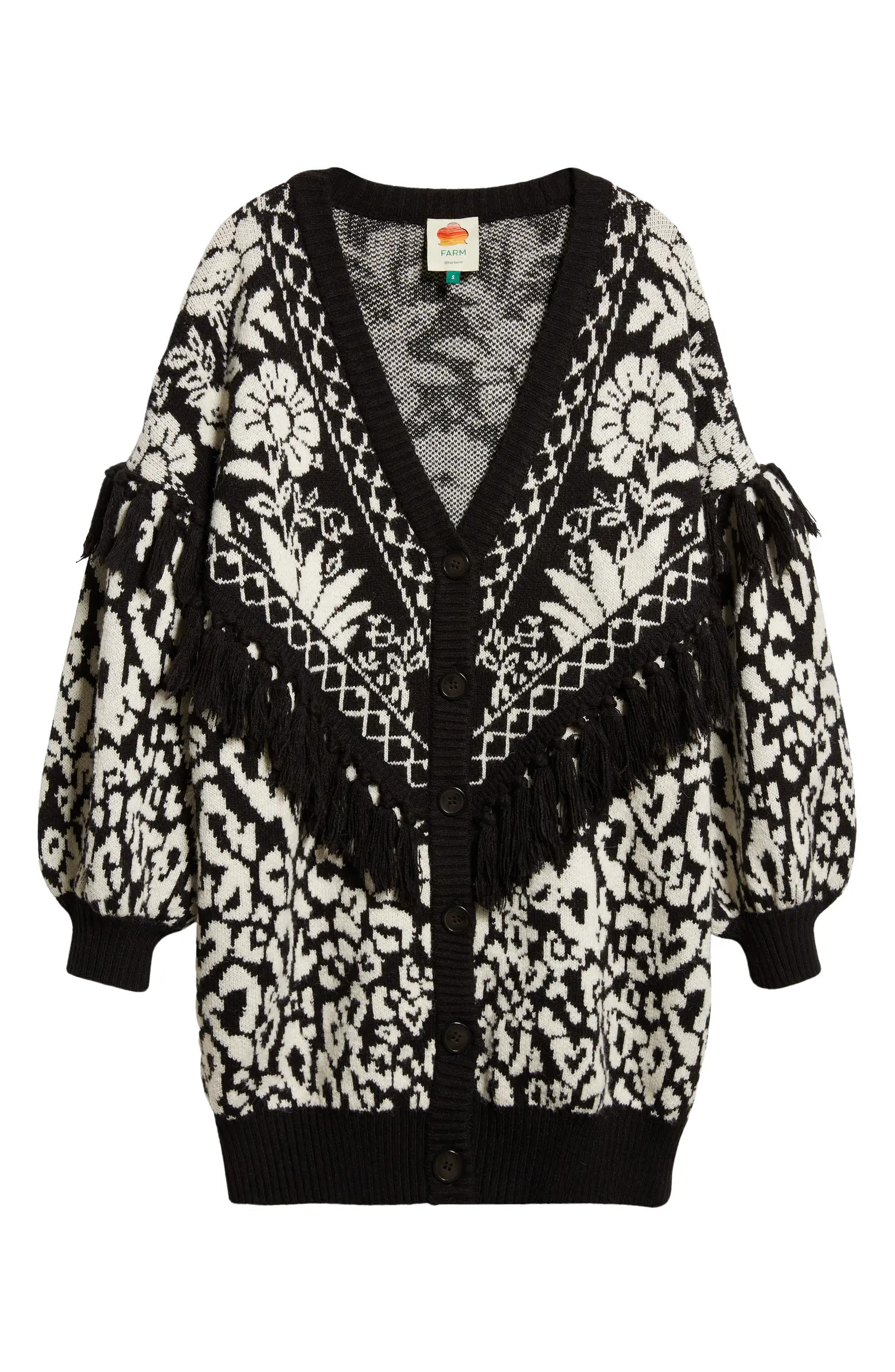 Pineapple Garden Jacquard Bubble Sleeve Cardigan | Nordstrom