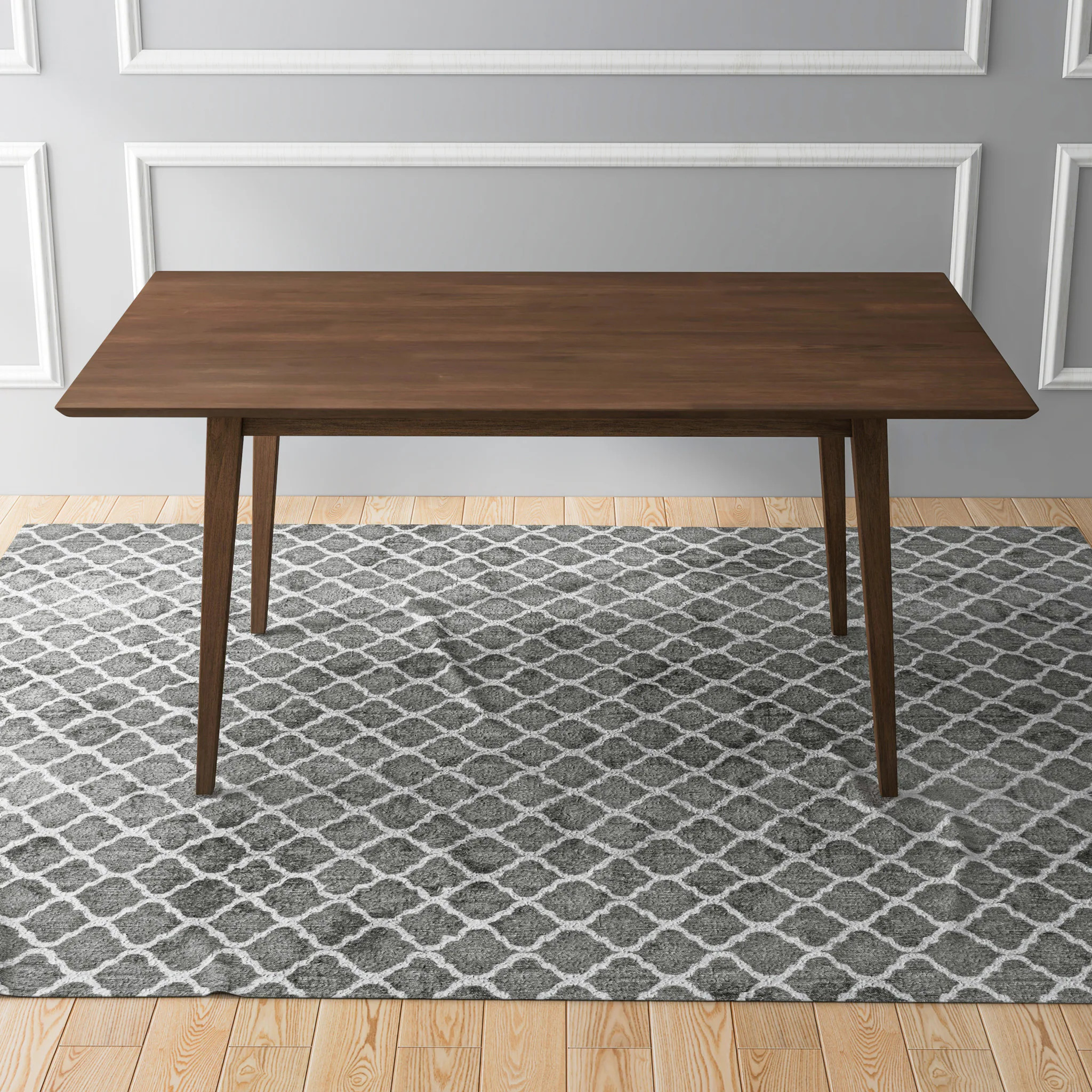 GDFStudio Mary Modern Mid-Century 63-inch Solid Wood Rectangular Dining Table with Beveled Edges-Brown Finish one_size | 349620 | Lowe's