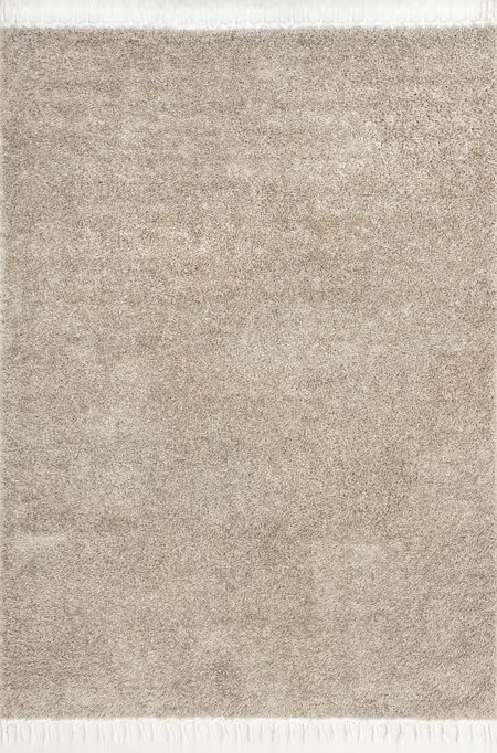 Beige Dream Solid Shag with Tassels 3' x 5' Area Rug | Rugs USA