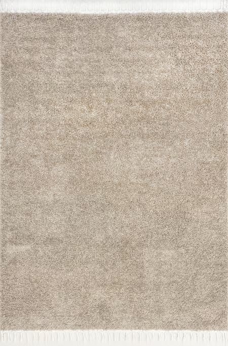 Beige Dream Solid Shag with Tassels 3' x 5' Area Rug | Rugs USA