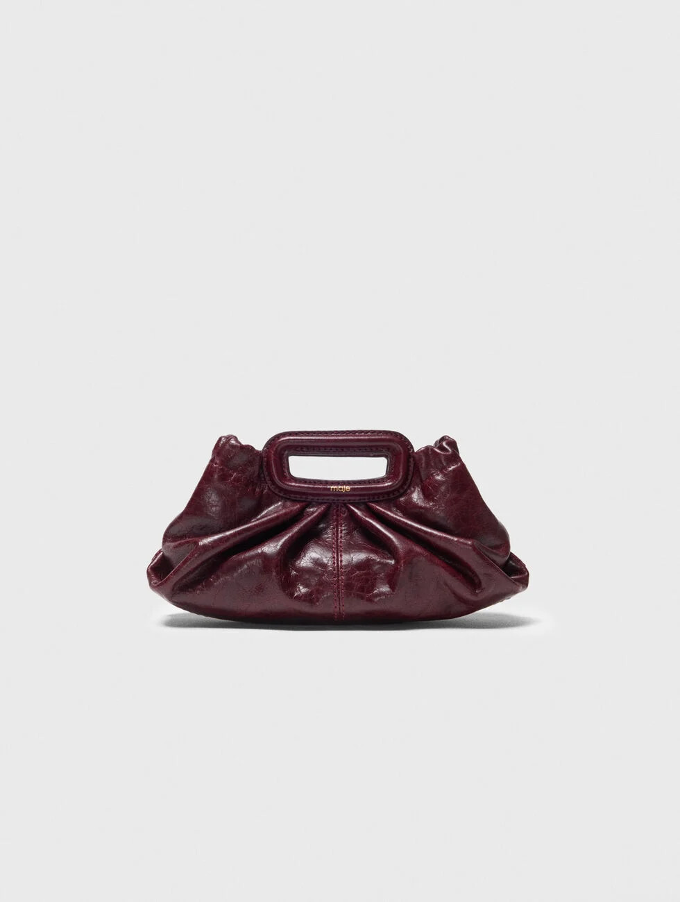 Crackled leather mini clutch Red for Women | Maje | Maje US