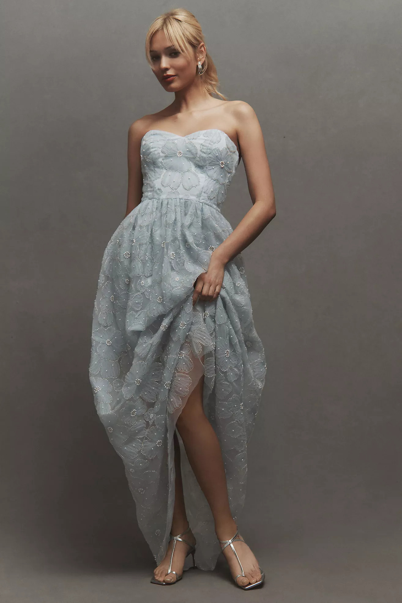 Dress The Population Audrina Strapless Bustier Floral Maxi Dress | Anthropologie (US)