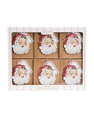 Set Of 6 7x9in Vintage Santa Gift Toppers | TJ Maxx