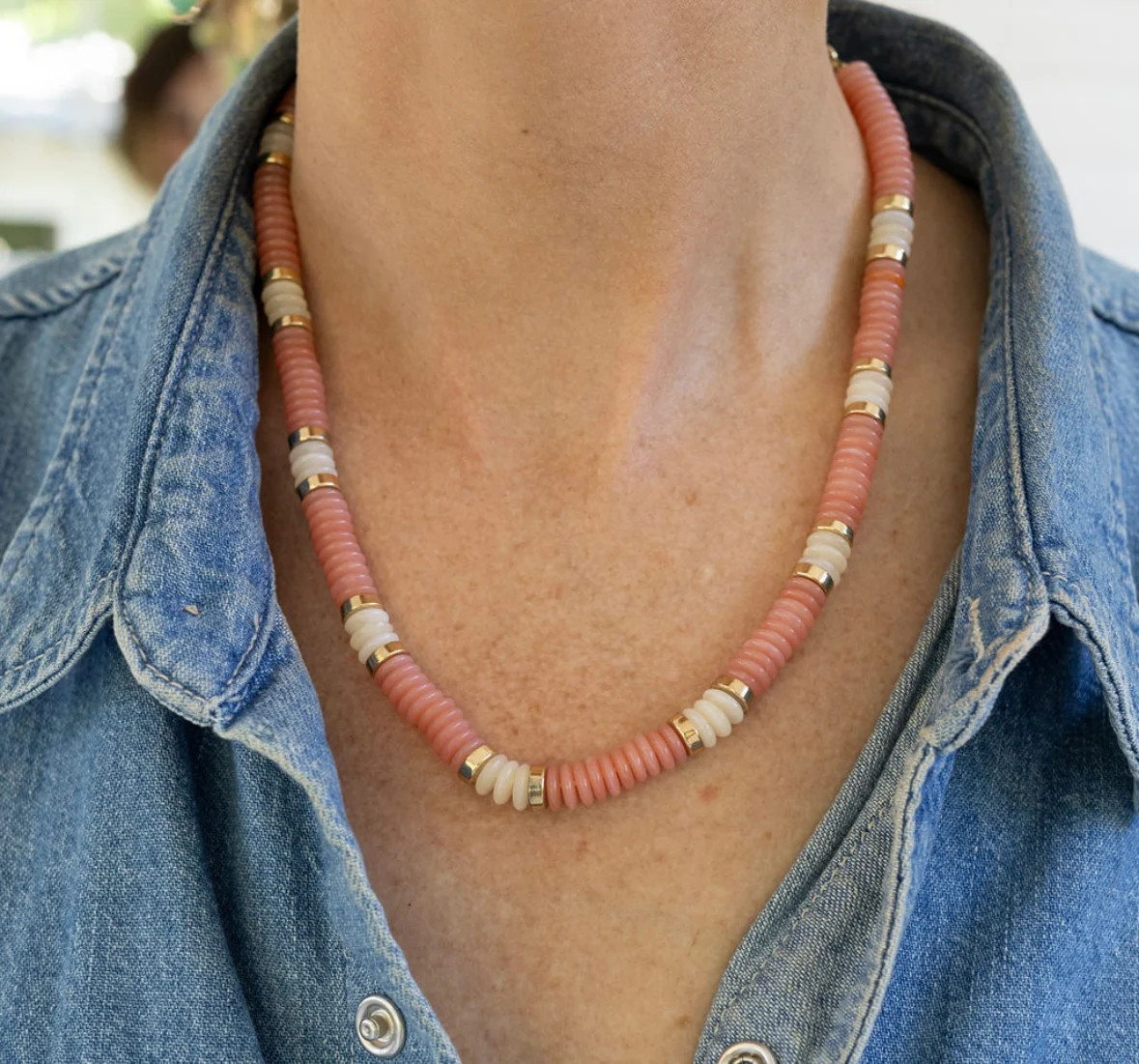 Coral and Cream Resin Necklace | Erin McDermott Jewelry