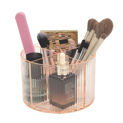 Trio Home Round Rotating 4 Compartment Cosmetic & Beauty Organizer, Brush Holder, Makeup, Jewelry, Office Accessories, Vanity Holder | Target