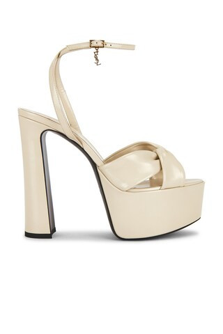 Saint Laurent Franciane Platform Sandal in Cream | FWRD 