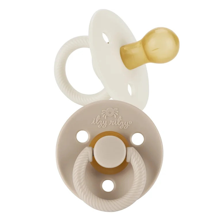 Itzy Ritzy Natural Rubber Infant Pacifiers; for Ages 0 - 6 Months; 2-Pack of Coconut & Toast | Walmart (US)