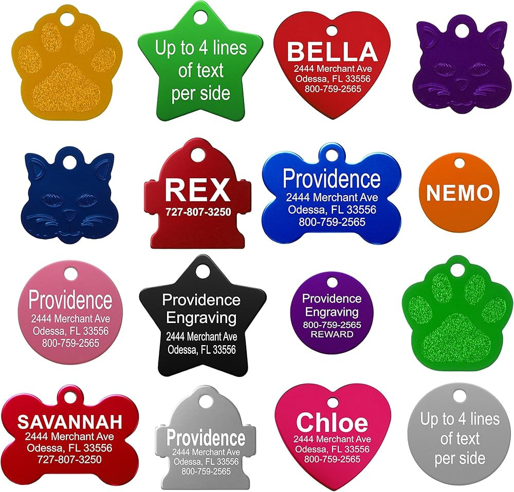 Providence Engraving Pet ID Tags - Small or Large Personalized Anodized Aluminum Pet Tags in Bone... | Amazon (US)
