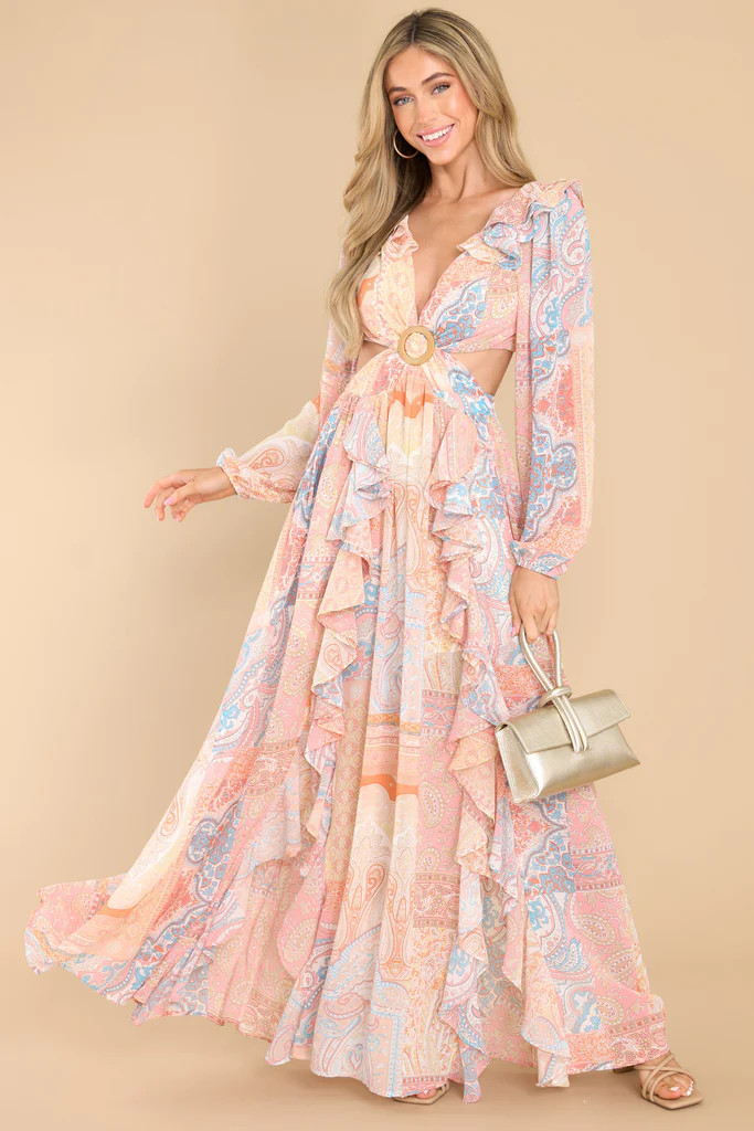 Still Holding On Blush Print Maxi Dress | Red Dress 