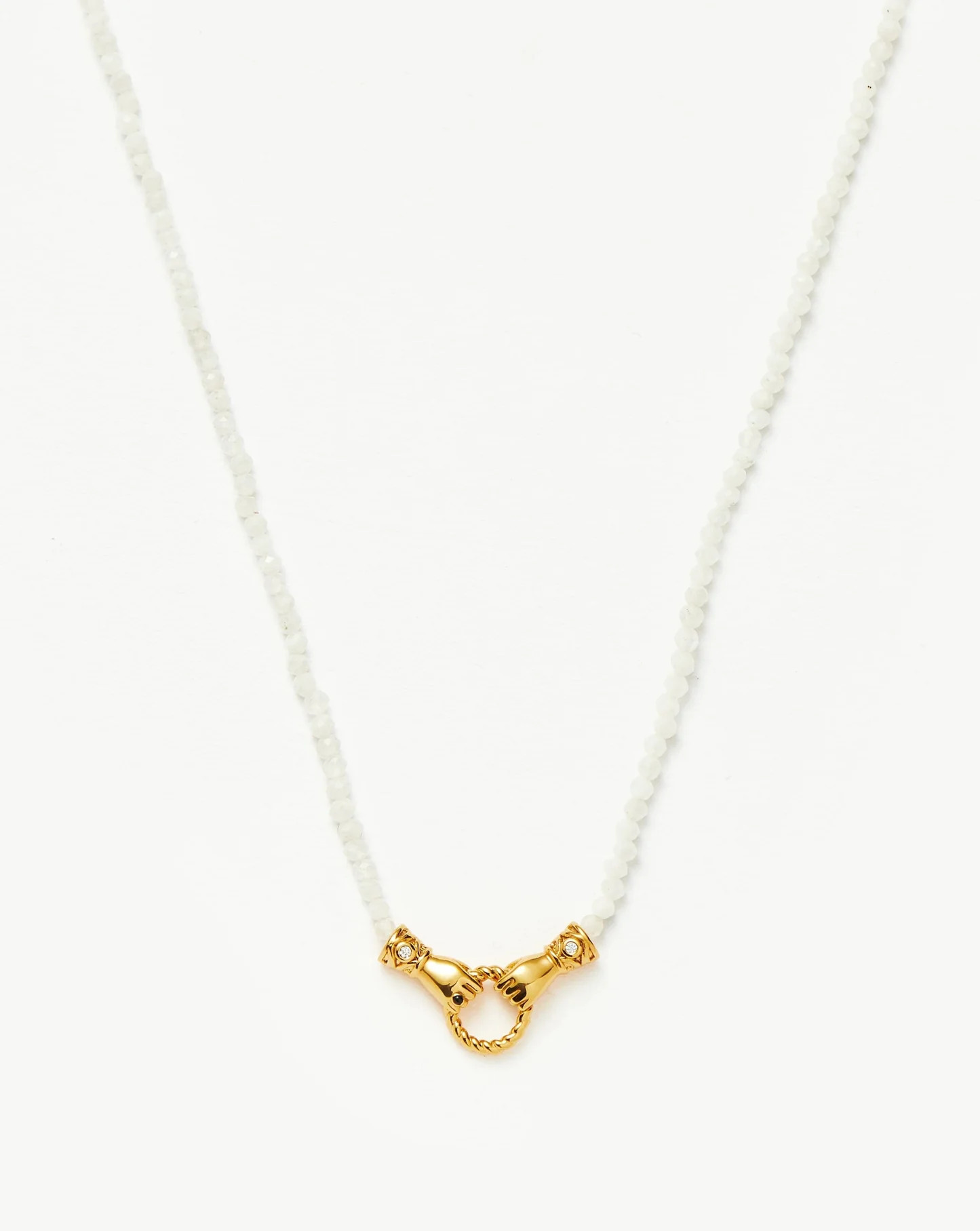 Harris Reed In Good Hands Mini Beaded Gemstone Necklace | 18ct Gold Plated/Rainbow Moonstone Neck... | Missoma US