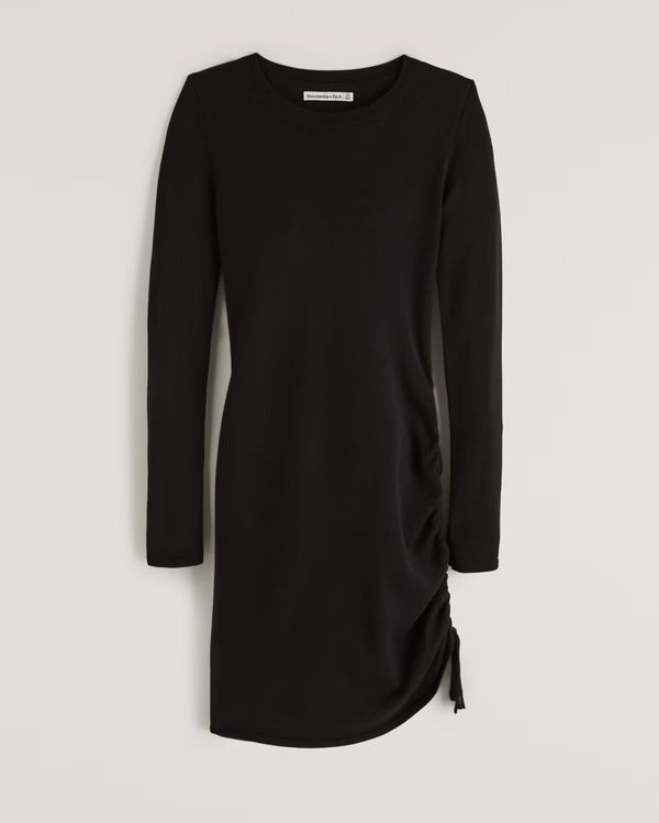 Asymmetrical Ruched Mini Sweater Dress | Abercrombie & Fitch (US)