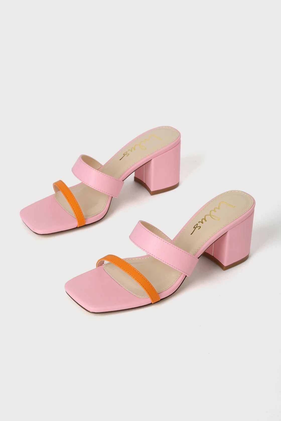 Sylonee Pink and Orange Color Block High Heel Sandals | Lulus (US)