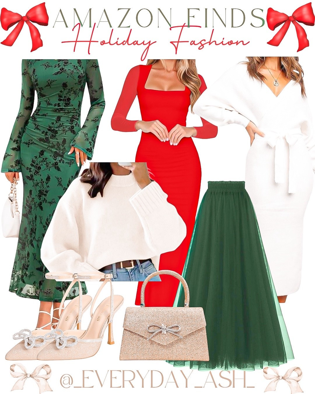 Amazon // Christmas outfits ❤️🎄

Green dress, Christmas dress, red dress, white sweater dress, white sweater, green skirt, sparkle purse, sparkle heels , Amazon fashion 

#LTKFindsUnder50 #LTKHoliday #LTKGiftGuide