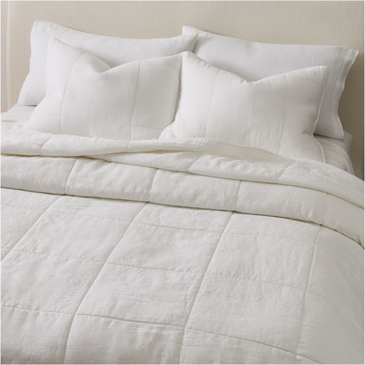 European Flax Linen Box Stitch Quilt & Shams | West Elm (US)