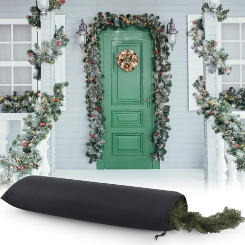 Dansydaisy Christmas Garland Storage Bag Fits up to 15 ft Garland Large 420D Thickened Polyester Drawstring Storage Containers for Holiday Xmas(Black) | Amazon (US)