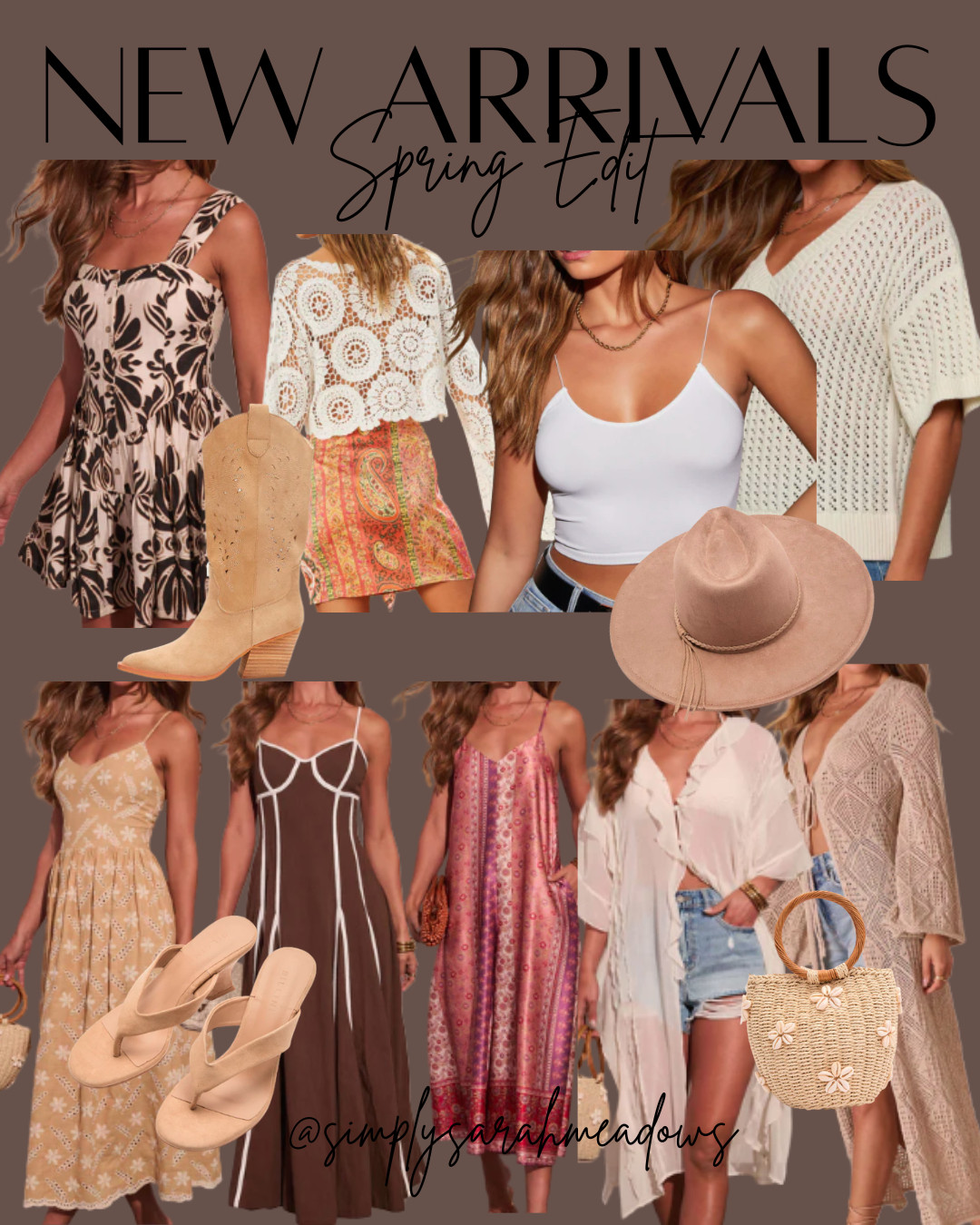  Spring style but make it effortless 🤎
Obsessed with these neutral + boho pieces—flowy dresses, lightweight knits, and the cutest western details. Everything is easy to throw on but still looks put together (aka mom-life approved 🙌). The boots + straw bags are the moment and elevate every single outfit ✨

Use code APRIL35 for 35% off! 

#LtkStyle #LtkFinds #LtkSpring #BohoStyle #WesternStyle #SpringOutfits #NeutralStyle #EffortlessStyle #MomStyle #CasualChic #EverydayStyle #SpringWardrobe #OutfitInspo #FashionFinds #ShopTheLook #BohoChic #DesertVibes #CowgirlStyle #SpringTrends #OOTD


 

#LTKOver40 #LTKSaleAlert #LTKFestival