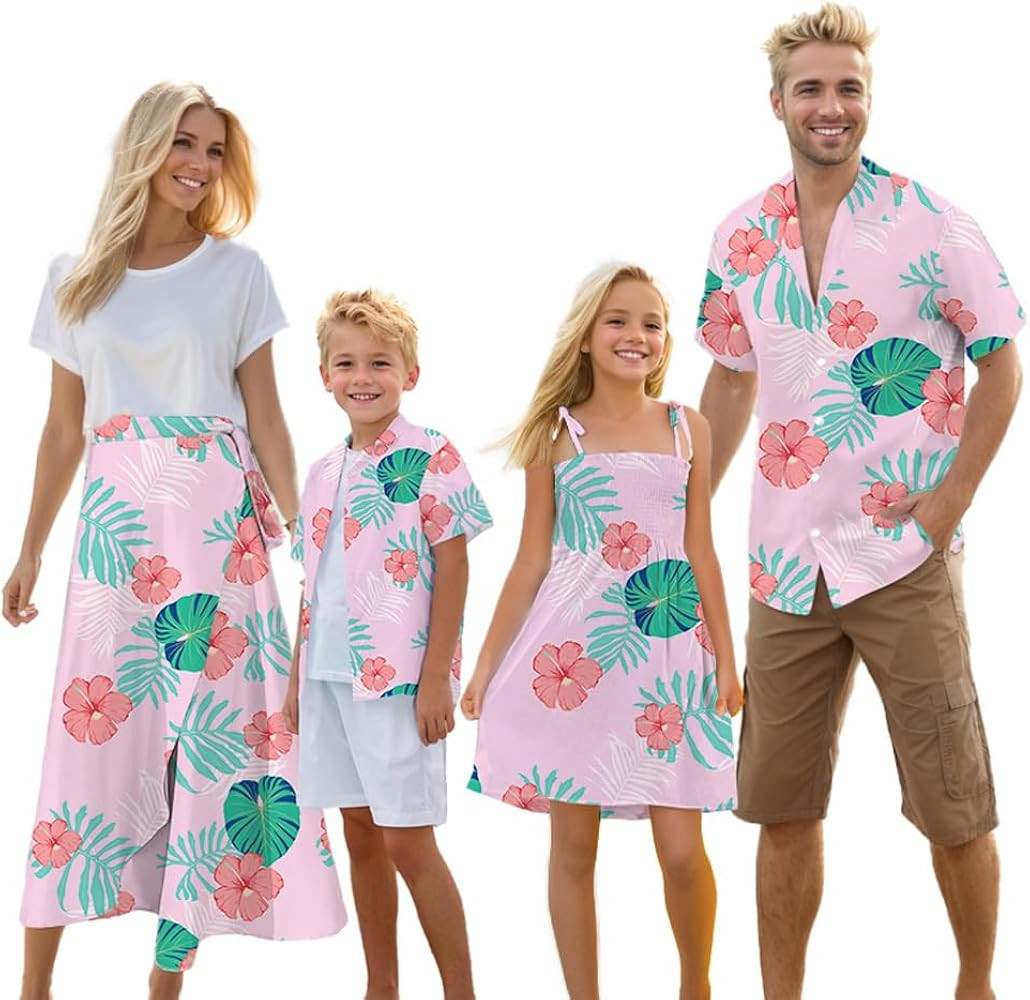 Cromoncent Matching Hawaiian Outfits for Family, Dad and Son Matching Luau Beach Tropical Shirts ... | Amazon (US)