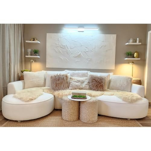 WILLIAMSPACE 124.8" Boucle Curved Sofa Couch, Modern Upholstery Cloud Sofa with Pillows, Left Hand Facing Sectional Boucle Fabric Couch for Living Room (Left-Facing,Light Cream) | Amazon (US)